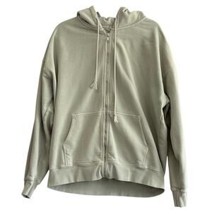 Brandy Melville John Galt Oversized Zip Hoodie Preppy Minimalist Sage Green Soft